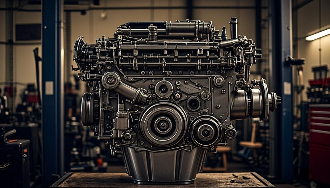 Motor diésel reconstruido en taller